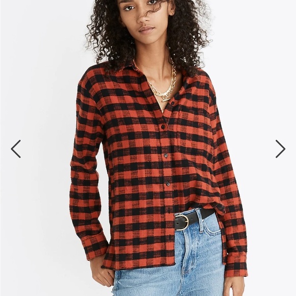 Madewell Flannel Oversized Ex-Boyfriend Shirt in Buffalo Check Large - Picture 1 of 9